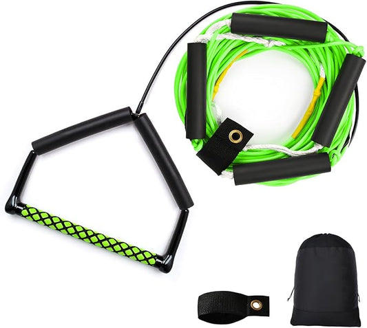 75FT Wakeboard Rope and Handle, No Stretch Dyneema Wakeboard Tow Rope, 4 Sections Floating Water Ski Ropes for Wakeboarding, Waterskiing, Kneeboarding and Wakesurfing
