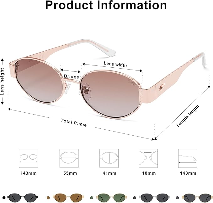 SOJOS Retro Oval Sunglasses for Women Trendy Classic Shades UV400 Protection SJ1256