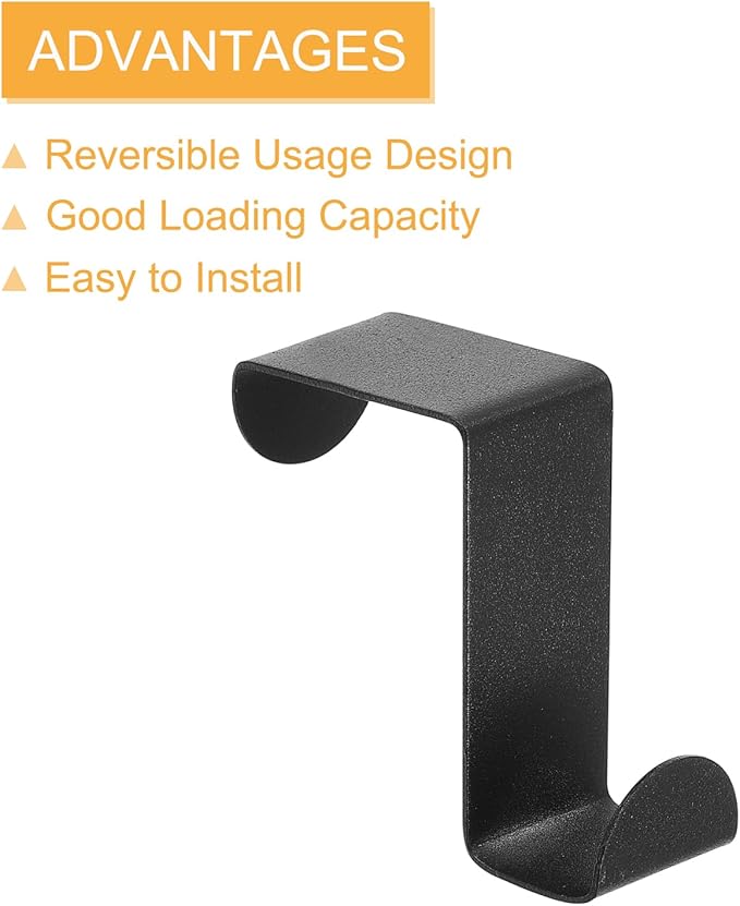 uxcell Over The Door Hooks,2pcs - Stainless Steel Door Hangers Hooks, S-Shaped Double Hooks for Hanging Clothes, Hats, Towels (Black)