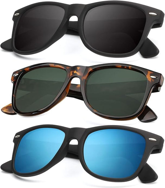 KALIYADI Polarized Sunglasses for Men and Women Matte Finish Sun glasses Color Mirror Lens UV Blocking (3 Pack)