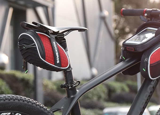 ROCKBROS Bike Saddle Bag Bicycle Seat Bag 3D Shell Saddle Bag Under Seat Cycling Seat Pack for Mountain Road Bike Bicycle Red
