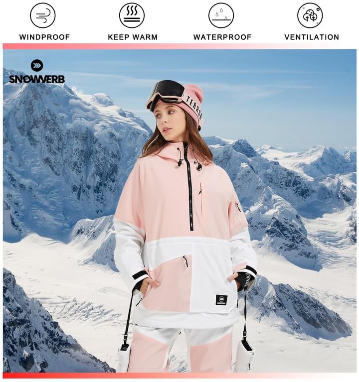 SNOWVERB Women Men Baggy Snow Ski Coat & Snowboard Jacket for Snowsports