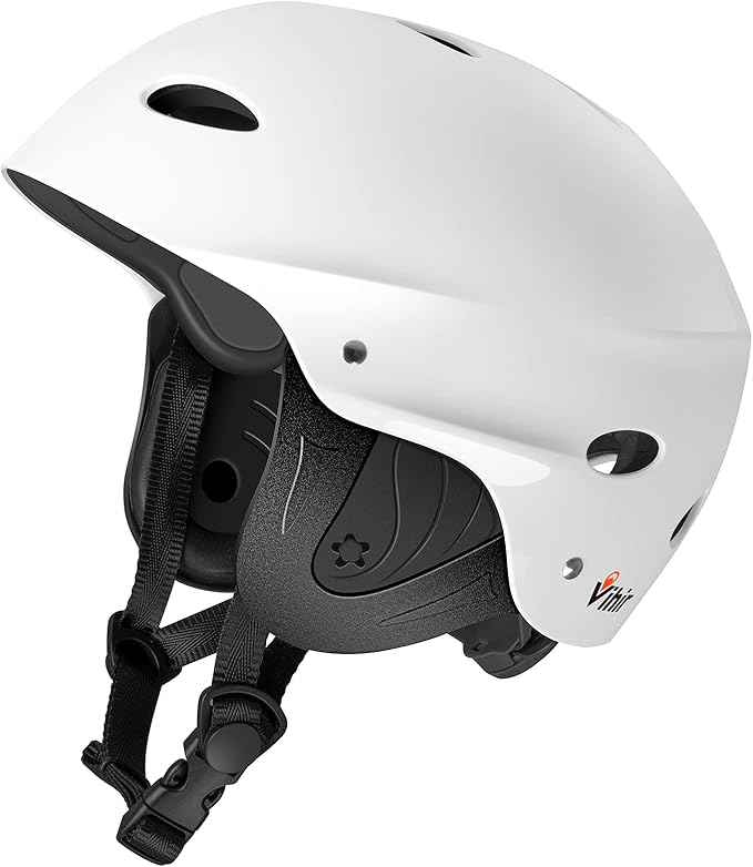 Vihir 大人用ウォータースポーツヘルメット（イヤー付き）- 調節可能なヘルメット、カヤック、ボート、サーフィンに最適