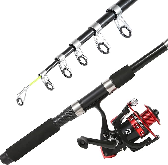 Fishing Rod, 6.9ft 2Pcs Telescopic Fishing Pole Set, Spinning Rod and Reel Combo with Carrier Bag Freshwater Fishing Rod and Reel Combos Kits Fishing Gear