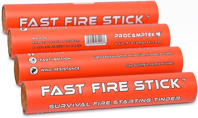 Procamptek Fast Fire Stick サバイバル 火起こし用ティンダー、緊急時用ベスト火起こし器…（2本入り）