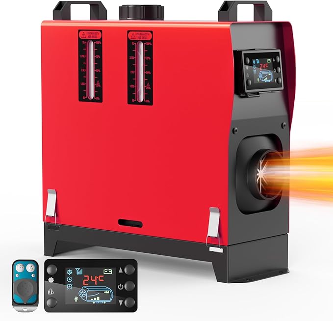 8KW Diesel Heater, 12V Portable Diesel Heaters All in One with Remote Control and LCD Screen，Diesel Air Heater with 1.3Gal Fuel Tank, Suit Work at Altitude 9842ft