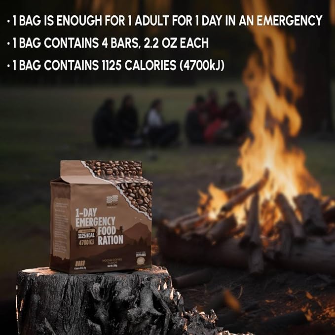 Emergency Food Supply - Coffee Mocha Survival Ration - 20 Years Shelf Life - 1 Day