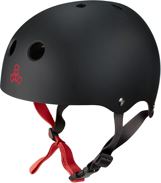 Triple Eight Sweatsaver Halo Water Helmet for Wakeboarding and Waterskiing, Black Rubber, Small