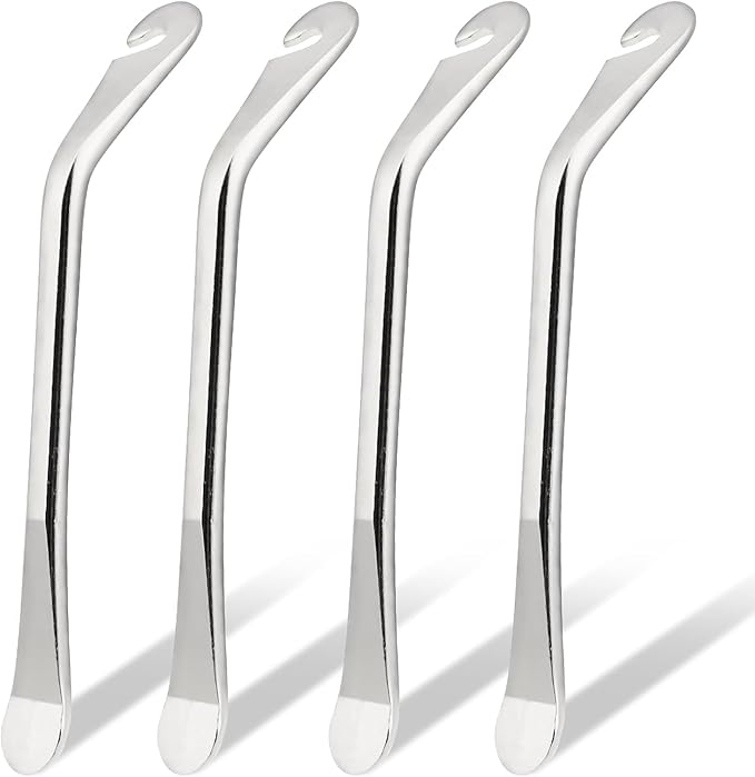 GBZW 4 Pcs Bike Tire Levers, Bike Tire Removal Tool,Tire Levers Road Bike, Stainless Steel Tire Repair and Replacement Tools, Universal, Medium, Silver White