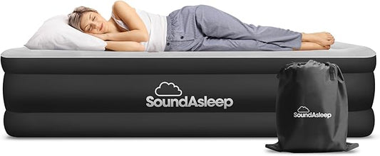SoundAsleep Products Dream Series Luxury Air Mattress, ComfortCoil Technology, Built-in High Capacity Pump for Home, Camping- Double Height, Adjustable, Inflatable Blow Up, Portable (Twin XL Size)