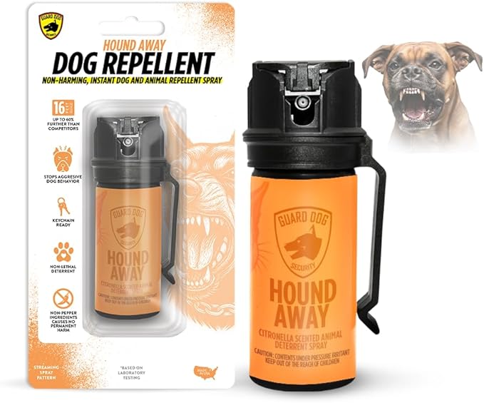 Citronella Dog Deterrent Spray, Dog Spray Self Defense, Training and Barking, Long-Range Dog Repellent, Portable Canister (0.5oz / 2oz)