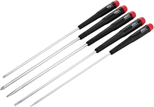 Wiha 26192 Slotted and Phillips Screwdriver Set, 5-Piece, Slotted 2.5–4mm, Phillips #0–#1