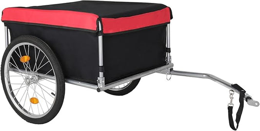 PEXMOR Bike Cargo Trailer, Foldable Bicycle Cart Bike Wagon Trailer w/Universal Bike Hitch & 20" Quick Release Wheel, Folding Bike Luggage Carrier w/Waterproof Cover, Large Loading Bike Storage Cart