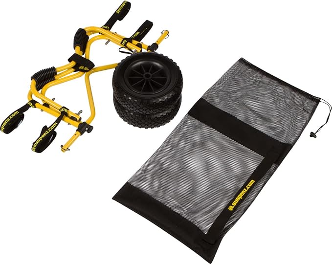Suspenz Kayak Canoe Transport Trailer, DLX Kayak Cart, Trolley with Airless Wheels and Straps, Weight Capacity 150 lbs, Yellow (22-0044)