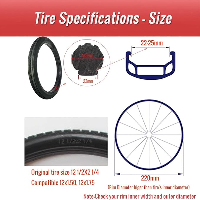 12 Inch Solid Tire for Kid Bike Folding Bike Electric Bike Anti Stab Explosion-Proof Airless Tires Tubeless Tyre 12x1/2x2 1/4 12x1.5
