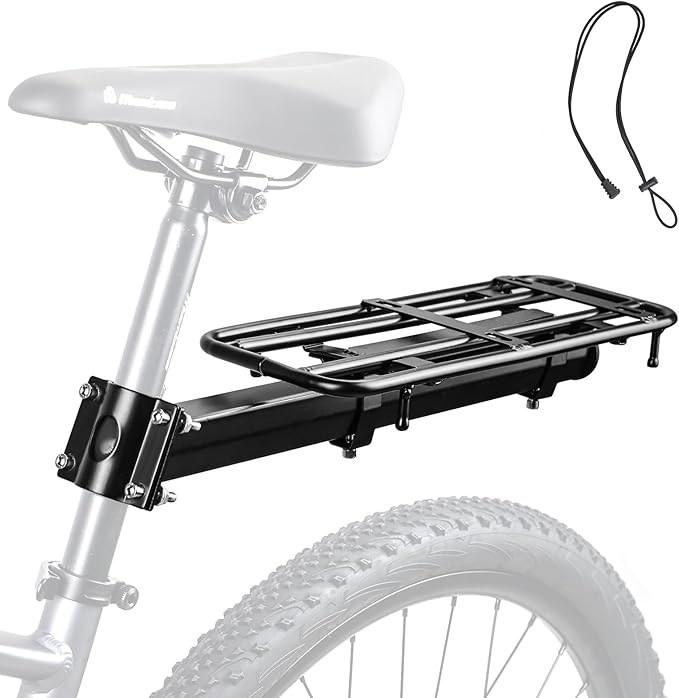 WEEROCK Adjustable Universal Rear Bike Rack, Fits 20" 24" 26" 27.5" 29" Inch Bicycles, MTB, 15kg/33 lbs Load Capacity Steel Bicycle Carge Rack, Easy Installation on Bicycle Seat Post