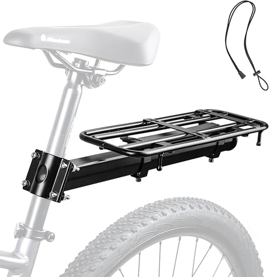 WEEROCK Adjustable Universal Rear Bike Rack, Fits 20" 24" 26" 27.5" 29" Inch Bicycles, MTB, 15kg/33 lbs Load Capacity Steel Bicycle Carge Rack, Easy Installation on Bicycle Seat Post