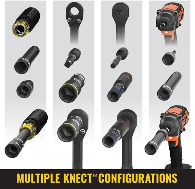 Klein Tools 32500HD KNECT Multi-Bit Screwdriver/Nut Driver, Impact Rated 11-in-1 Tool with Phillips, Slotted, Square and Torx Tips