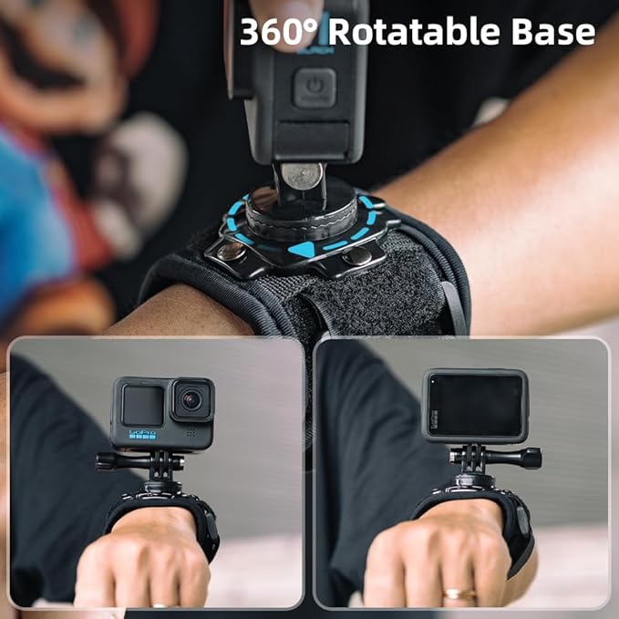 Wrist Strap Mount Compatible with GoPro Hero 13/12/11/10/9/8/7//6/5 Black,DJI Osmo Action 5 pro/4/3,Insta 360 ONE R,AKASO/Campark and More