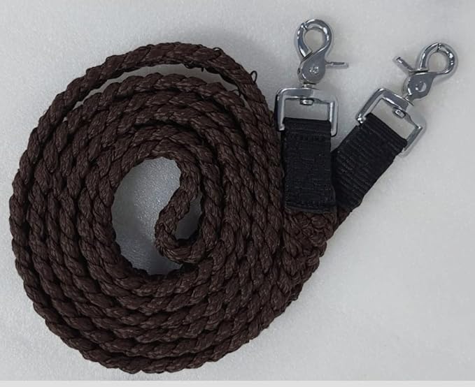 8' Braided Cotton Rein for Horse Headstall with Snaps Soft and Durable Reins