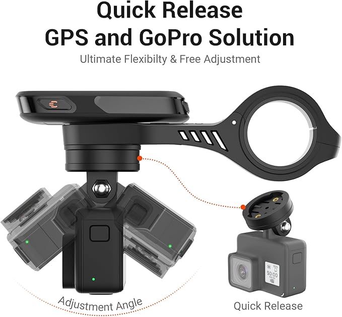 CooSpo Bike Computer Out Front Mount MT5S, Compatible with Garmin and GoPro, Bike Computer Mount Adapter for Handlebar 25.4mm/31.8mm