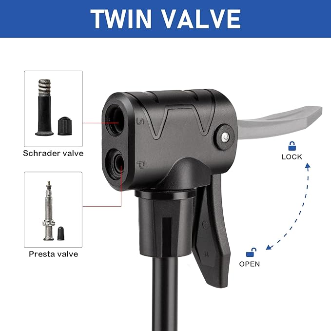 CXWXC Bike Floor Pump with Digital Gauge – 140 PSI Bicycle Tire Pump fits Presta & Schrader Valve – Portable Bike Air Pump with Large Display for Easy to Read
