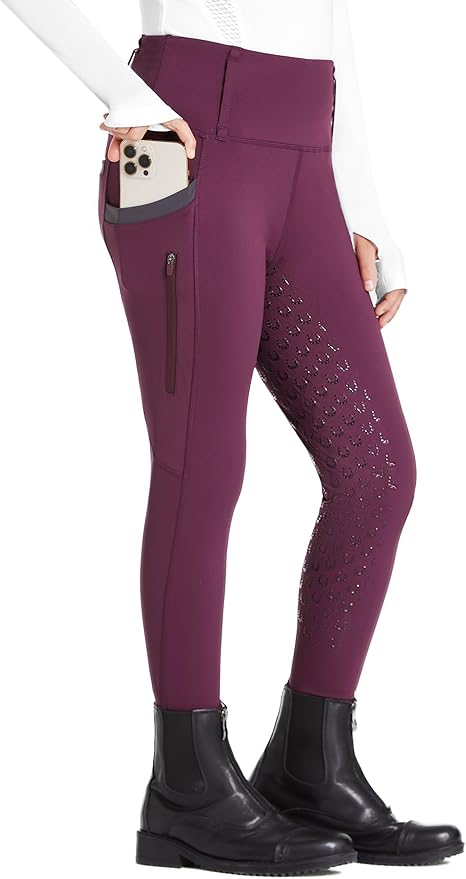FitsT4 Sports Girls Riding Pants Full Seat High Waist Kids Equestrian Breeches Horse Schooling Tights Zipper Pockets
