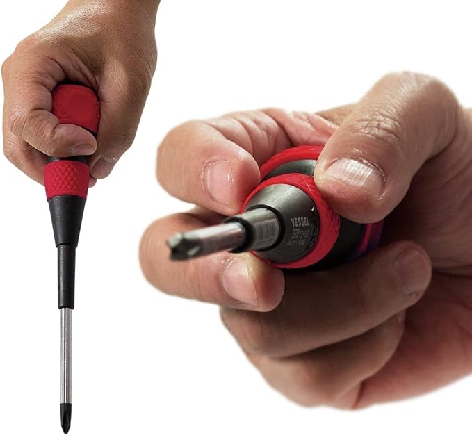 VESSEL BALL GRIP Screwdriver 4PC. Set, Red/Blue, 2204PBU