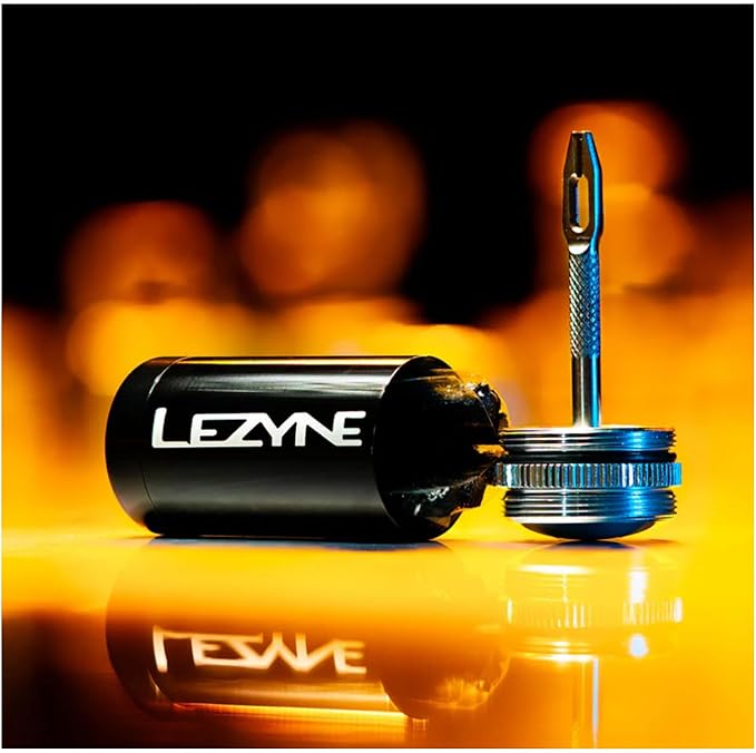 LEZYNE Tubeless Bike Tire Repair Kit - Road, Mountain & Gravel Bicycle Puncture Tool Set - Portable Compact Aluminum Storage Container/Handle with Stainless Steel Reamer & 5 Extra-Tacky Plugs