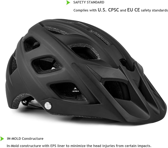 Exclusky Bike Helmet Mountain Bike Helmet for Adults Lightweight MTB Cycling Helmet for Men Women Adjustable Bicycle Helmet with Visor