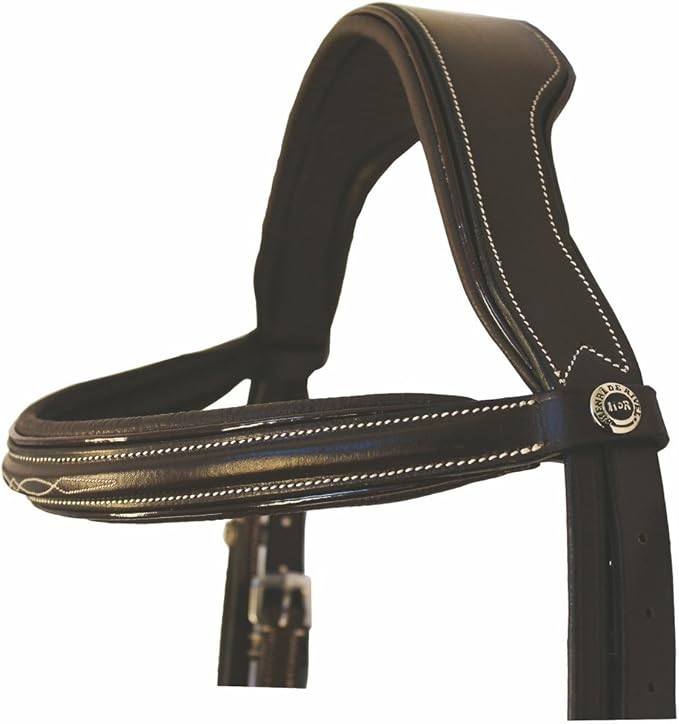 Henri de Rivel Pro Mono Crown Fancy Bridle with Patent Leather Piping and Laced Reins