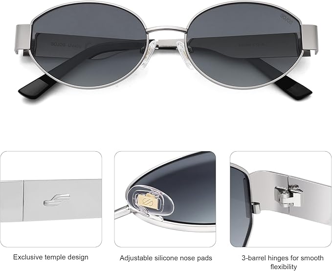 SOJOS Retro Oval Sunglasses for Women Trendy Classic Shades UV400 Protection SJ1256