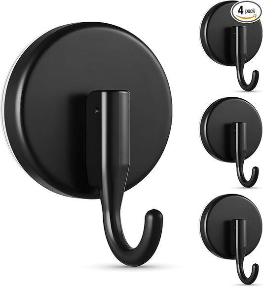 OUTXE Wreath Hanger for Front Door, Upgraded Suction Cup Reef Hook for Glass Window/Over Door, Christmas/Thanksgiving/Halloween/July 4th/Easter/Valentine/Spring/Summer/Fall (Black, 4-Pack)