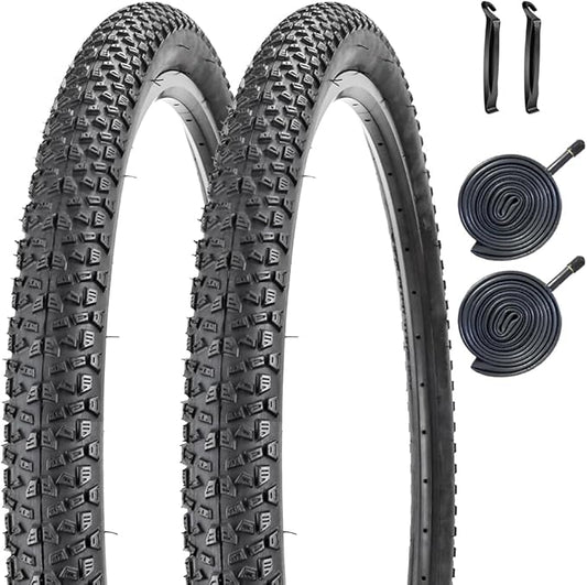 2 Pack Bike Tire 24 26 27.5 X 1.95 27.5 29 X 2.125 Inch Folding Replacement Bike Tire with Tire Levers Foldable Bead Wire Bicycle Tire for Mountain Bike