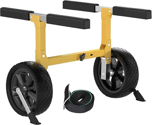 GanFindX Kayak Cart Canoe Trolley Carrier Kayak Accessories Transport Dolly with Solid Foam Wheels Upright Crossbar Heavy Duty Design