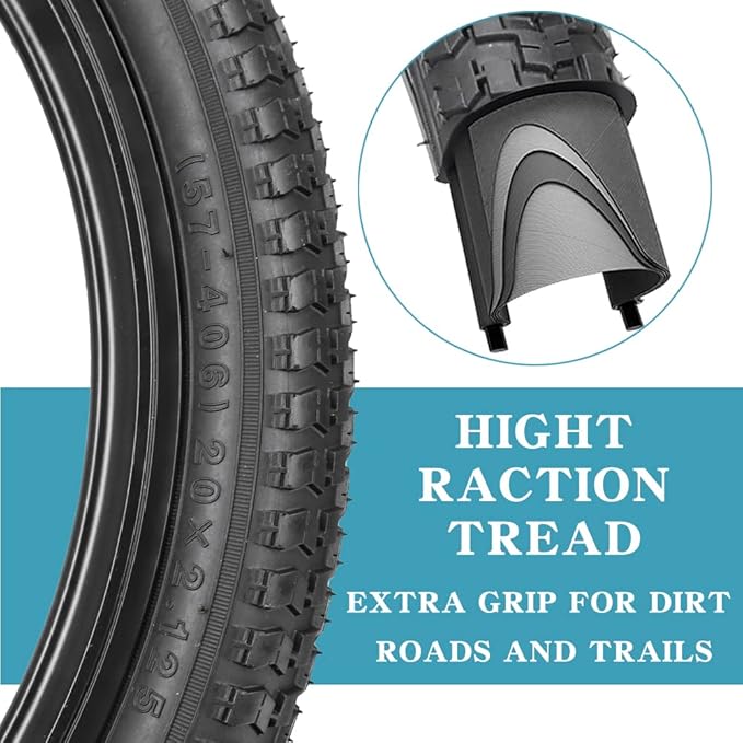 SIMEIQI 2 Pack 20"x2.125"/ 26"x2.1"/ 29"x2.125" Inch Bike Tire with 2 Levers for Mountain Foldable Replacement Beach Bicycle Tires