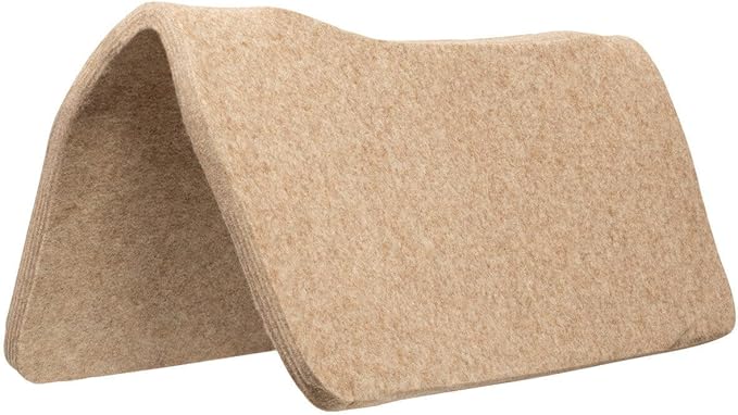 Weaver Equine 30" x 30" Contoured Wool Blend Felt Horse Saddle Pad Liner, Shock Absorbing Western Saddle Pad Protection, Durable Equine Supplies, Tan