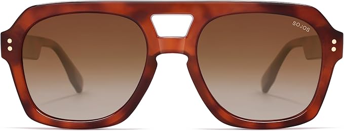 SOJOS Retro Thick Polarized Aviator Sunglasses for Women Men, Large Trendy Bold Square Pilot Shades SJ2385