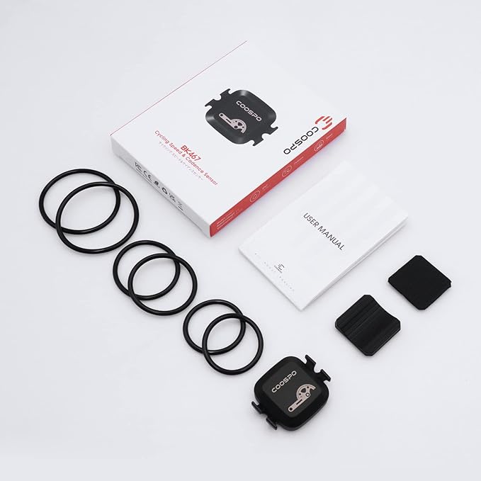 COOSPO Cadence & Speed Sensor for Cycling, Wireless Bluetooth & ANT+ Bike RPM Sensor for Cycling Computers, Compatible with IP67 / Rouvy / Zwift / Peloton / Wahoo / CooSporide