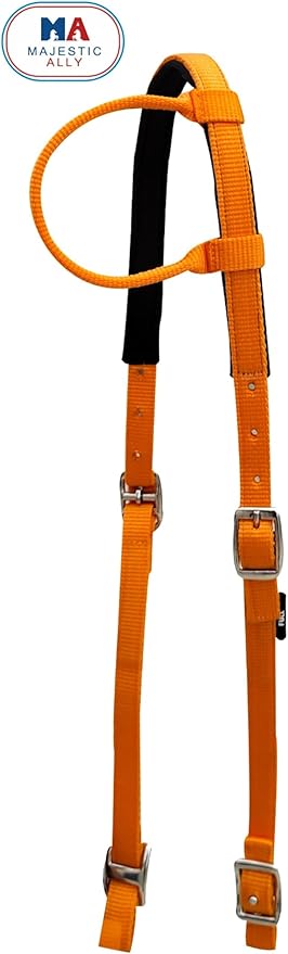 Majestic Ally Nylon Padded Sliding Single Ear Headstall for Horses- Set of 2 - Multiple Colors