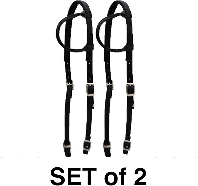 Majestic Ally Nylon Padded Sliding Single Ear Headstall for Horses- Set of 2 - Multiple Colors