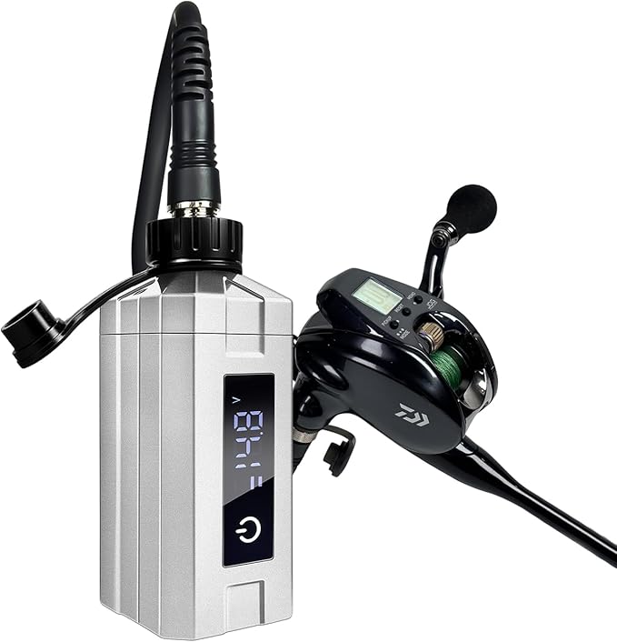 Super Mini Electric Fishing Reel Battery. Latest Model with Digital LED Display. Compatible with Daiwa & Shimano Electric reels.