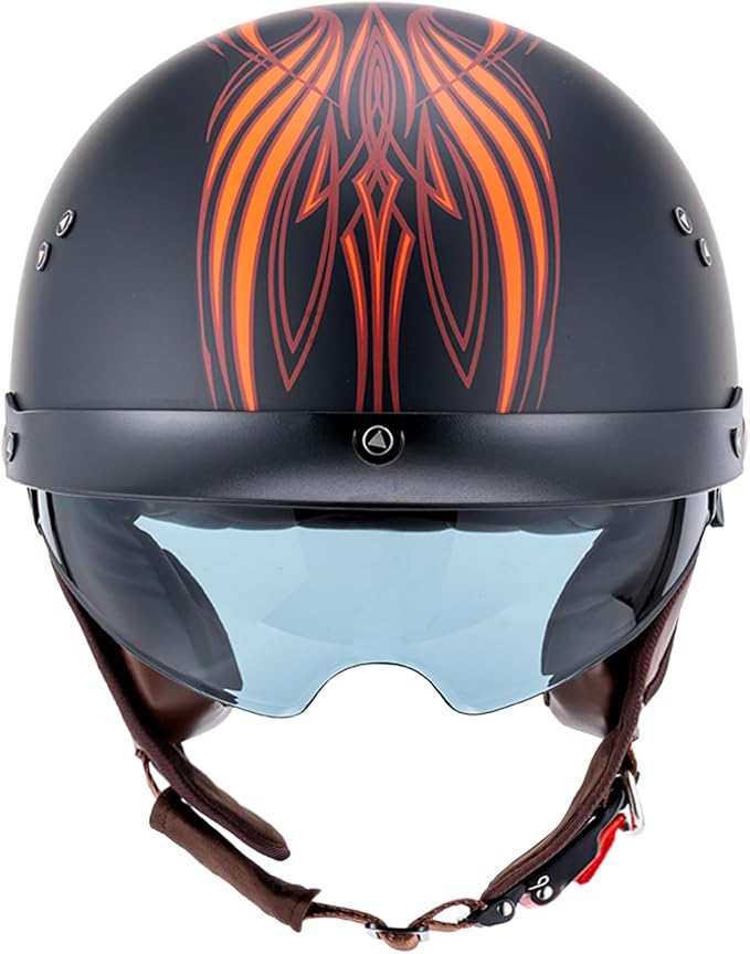 VCOROS Half Helmet Motorcycle DOT Approved Open Face Helmet F07 with Sun Visor and Quick Release Buckle for Adults Men and Women (Angel,M)