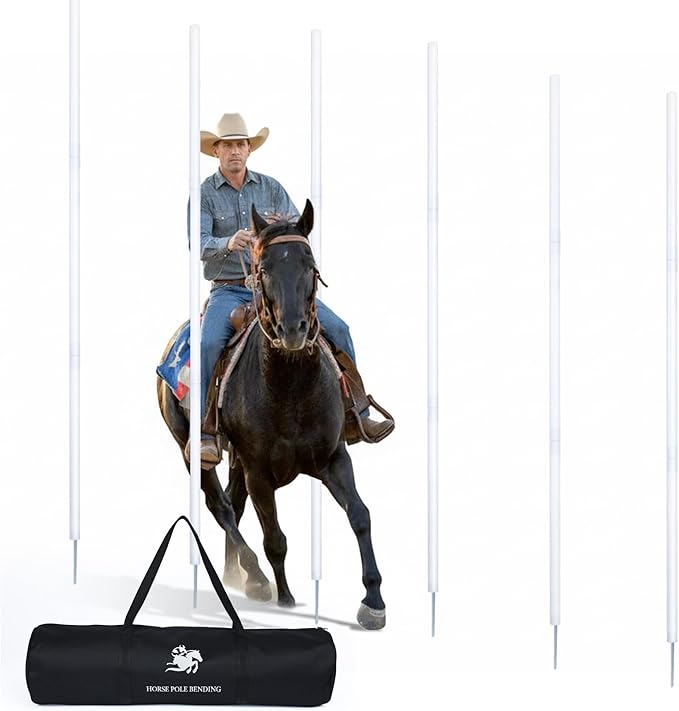 6 Pcs 6FT Pole Bending Poles for Horses, Adjustable Equestrian Sports Training Equipment for Horses, Agility Poles for Horses, Soccer, Football, Dog