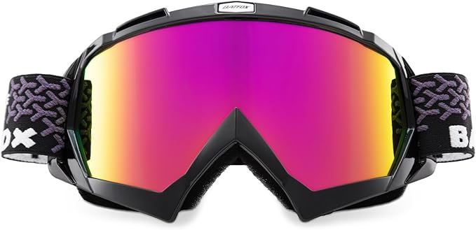 Motorcycle Glasses Goggles Dirt Bike Motocross Safety ATV Tactical Riding (Hd Purple-black, Adult)