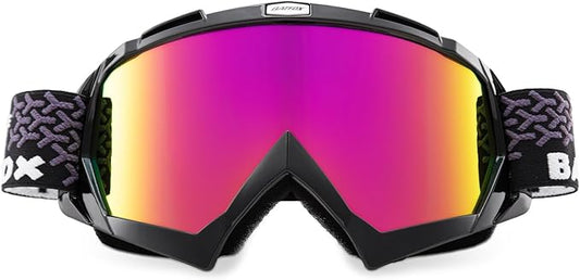 Motorcycle Glasses Goggles Dirt Bike Motocross Safety ATV Tactical Riding (Hd Purple-black, Adult)