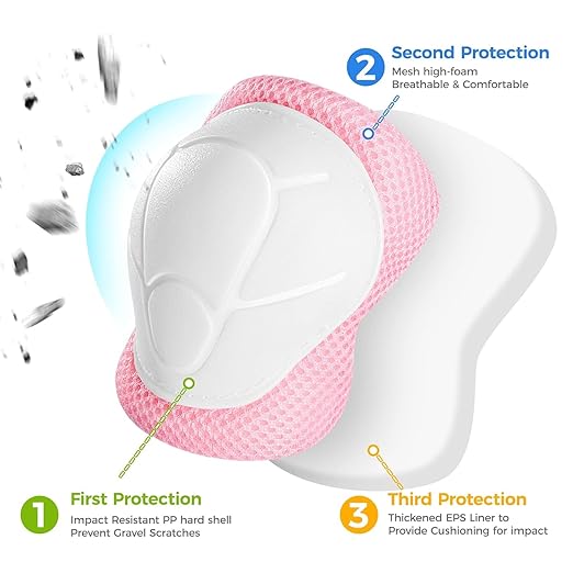 BOSONER Basic Kids Protective Gear: Kids Knee Pads and Elbow Pads with Wrist Guards Set for 3-15 Years - Design for Roller Skates, Cycling, BMX Bike, Skateboard, Inline Skating, Scooter Riding Sports