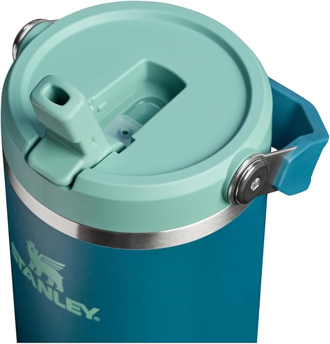 STANLEY IceFlow 2.0 フリップストロータンブラー ハンドル付き 20oz | ツイストオンリッド＆フリップアップストロー | 漏れ防止ウォーターボトル | 真空断熱ステンレス | BPAフリー | コースタルティール
