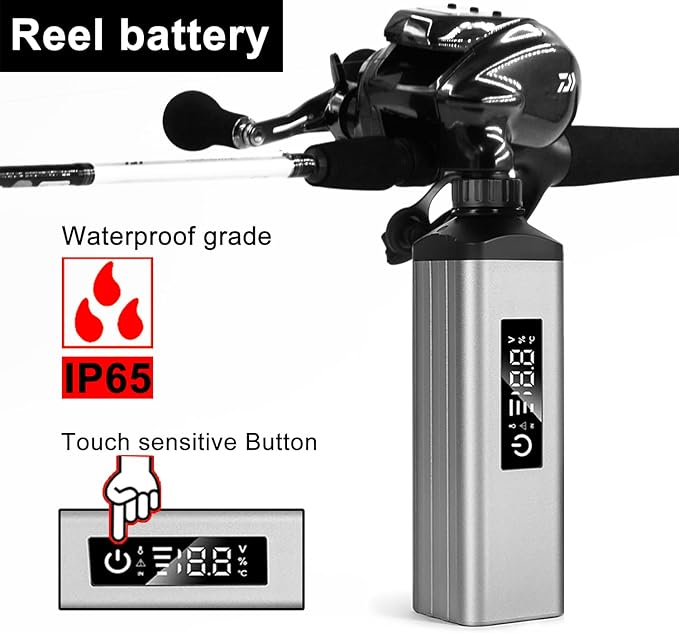 DX10 Electric Fishing Reel Lithium Battery 14.8V 10000mAh for Daiwa&Shimano Electric Fishing Reels (Silver)