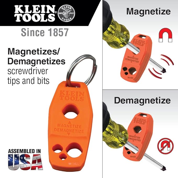 Klein Tools 33736INS Insulated Screwdriver Set, Made in USA, 1000V Slim-Tip Driver with Phillips, Cabinet and Square Bits and a Magnetizer, 6-Piece